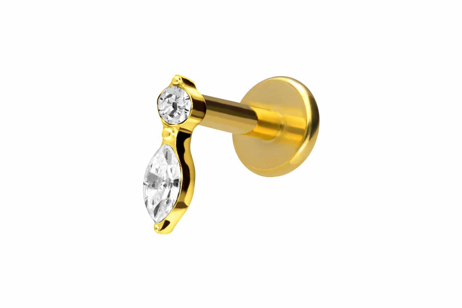 Titan Labret Piercing mit Innengewinde KRISTALLBLATT